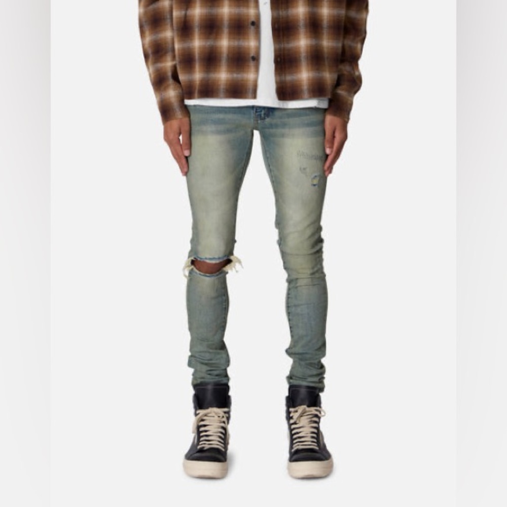 MNML X721 DUSTED‎ SKINNY DENIM 34 4th Day Sunwashed Blue New With Tags